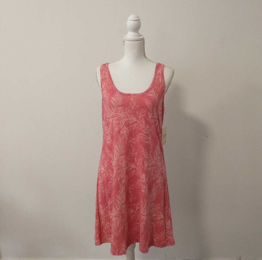 Southern spirit pink white leaf mini scoop dress Large